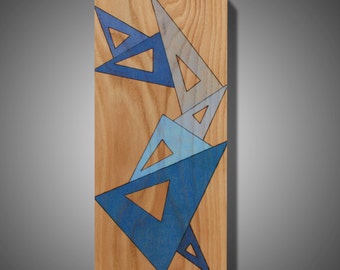 Ockham's Razor: Original Abstract Art Woodburned onto Oak Panel, Colored with Prismacolor Pencils, 11.25" x 24"