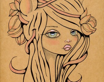 Flora Original Art Giclee fine art print 8x10