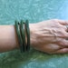 Vintage Bakelite Set of 3 Wavy Dark Emerald Green Bangles
