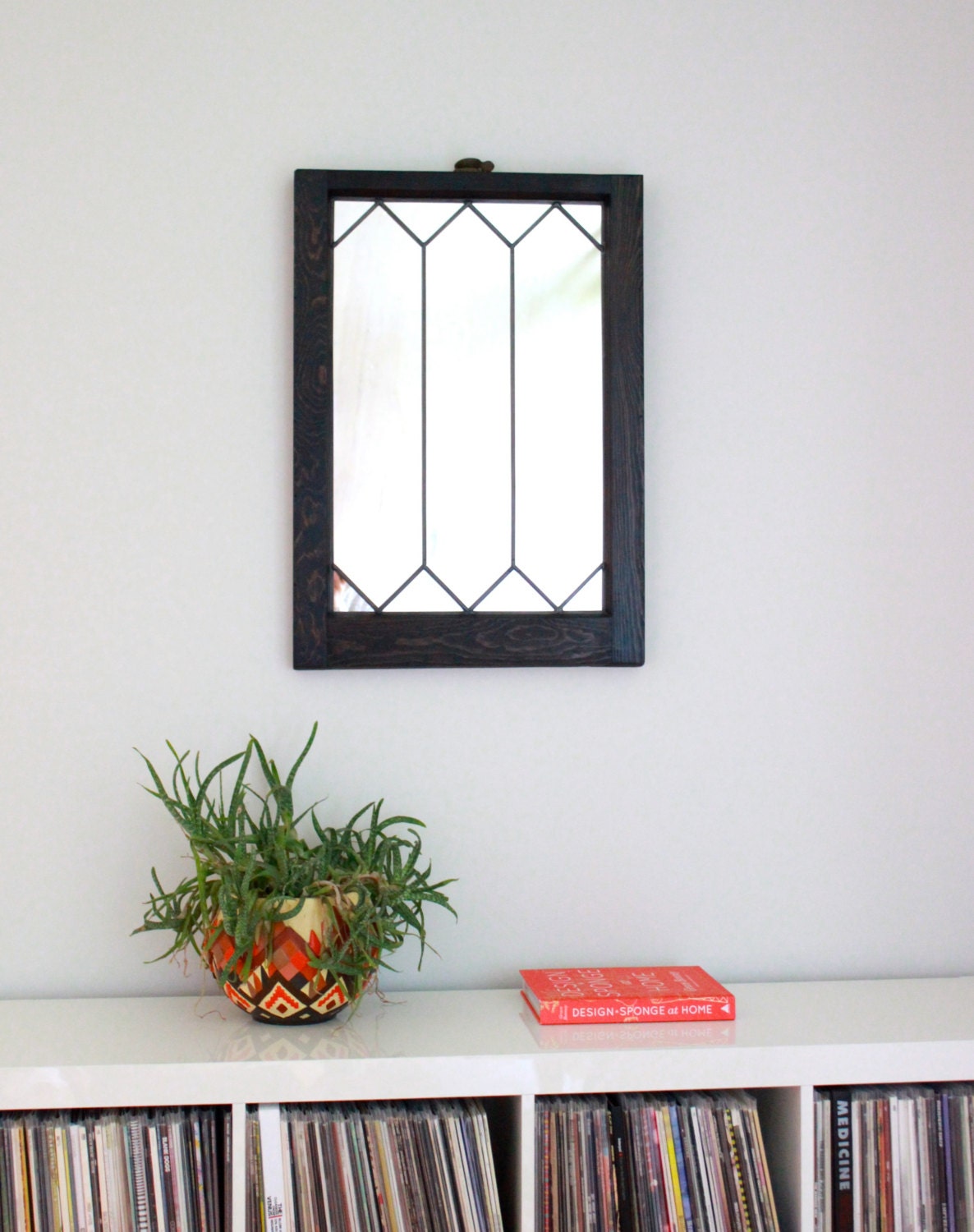 Leaded Mirror in Reclaimed Window Sash Handmade Wall Mirror