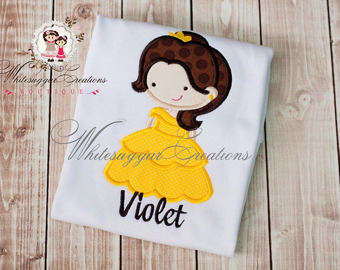 Cutie Princess as Belle the Beauty Personalized Shirt - Custom Girls Princess Outfit - Baby Girl Outfit