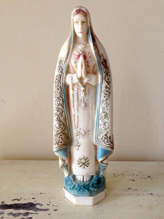 Vintage Mary Statue Celluloid Bakelite Religious Madonna