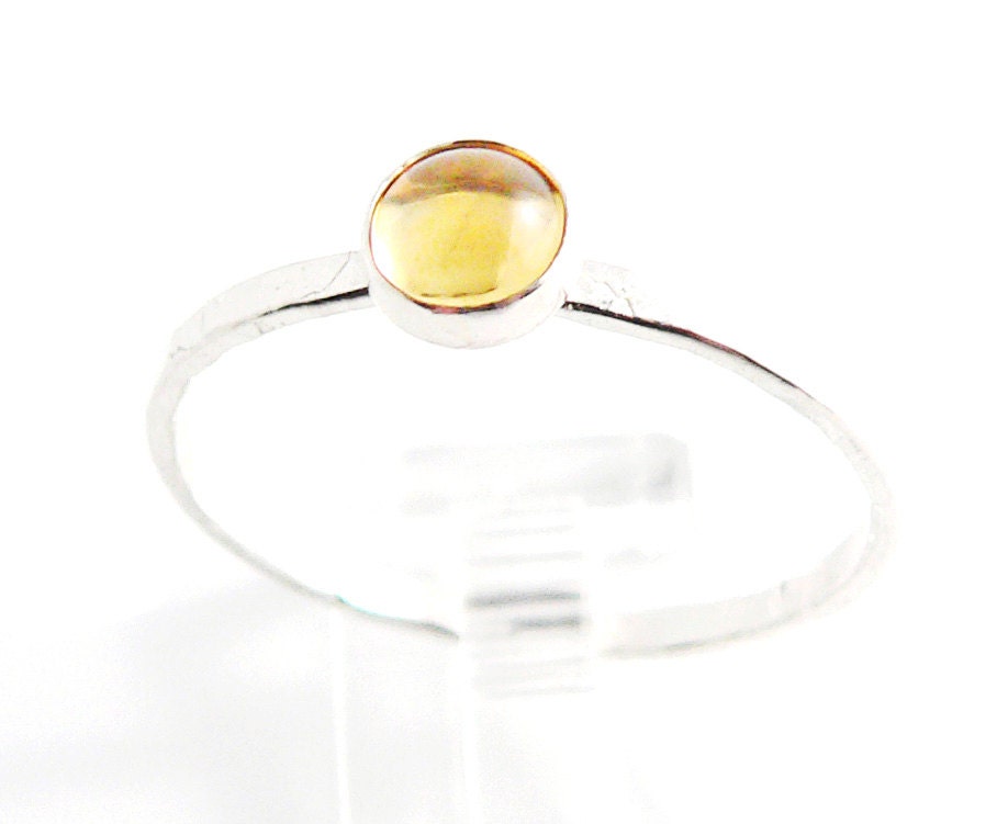 Citrine Cabochon Sterling Silver Stacking Ring