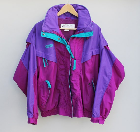 90s vintage Columbia ski jacket magenta teal purple by KFTvintage
