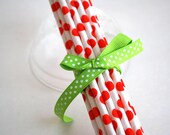 RED Polka Dots Paper Straws, 24 paper straws A516 Il_170x135