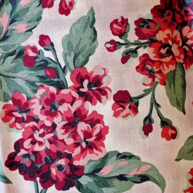 Large Purple Floral Print Quilting Cotton Fabric Vintage