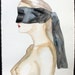 Blindfolded Bombshell, watercolor on Rives BFK 10"x8" by Kenney Mencher