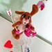 Needle Felted Cupid Bunny Rabbit with Little Bluebird Friend