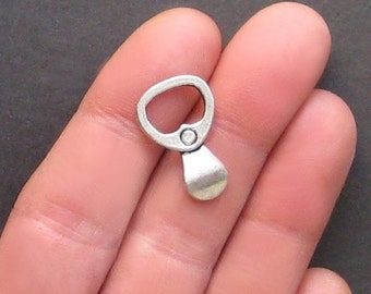 8 Pop Tab Charms Antique Silver Tone 3D Soda Cans - SC1004