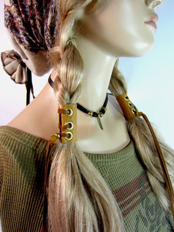 Leather Hair Braid Ins Wrap Tie Ponytail Holder Hair Jewelry