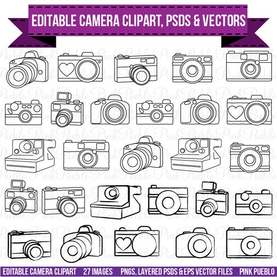 Camera Clipart Clip Art Photography Logo Elements Layered