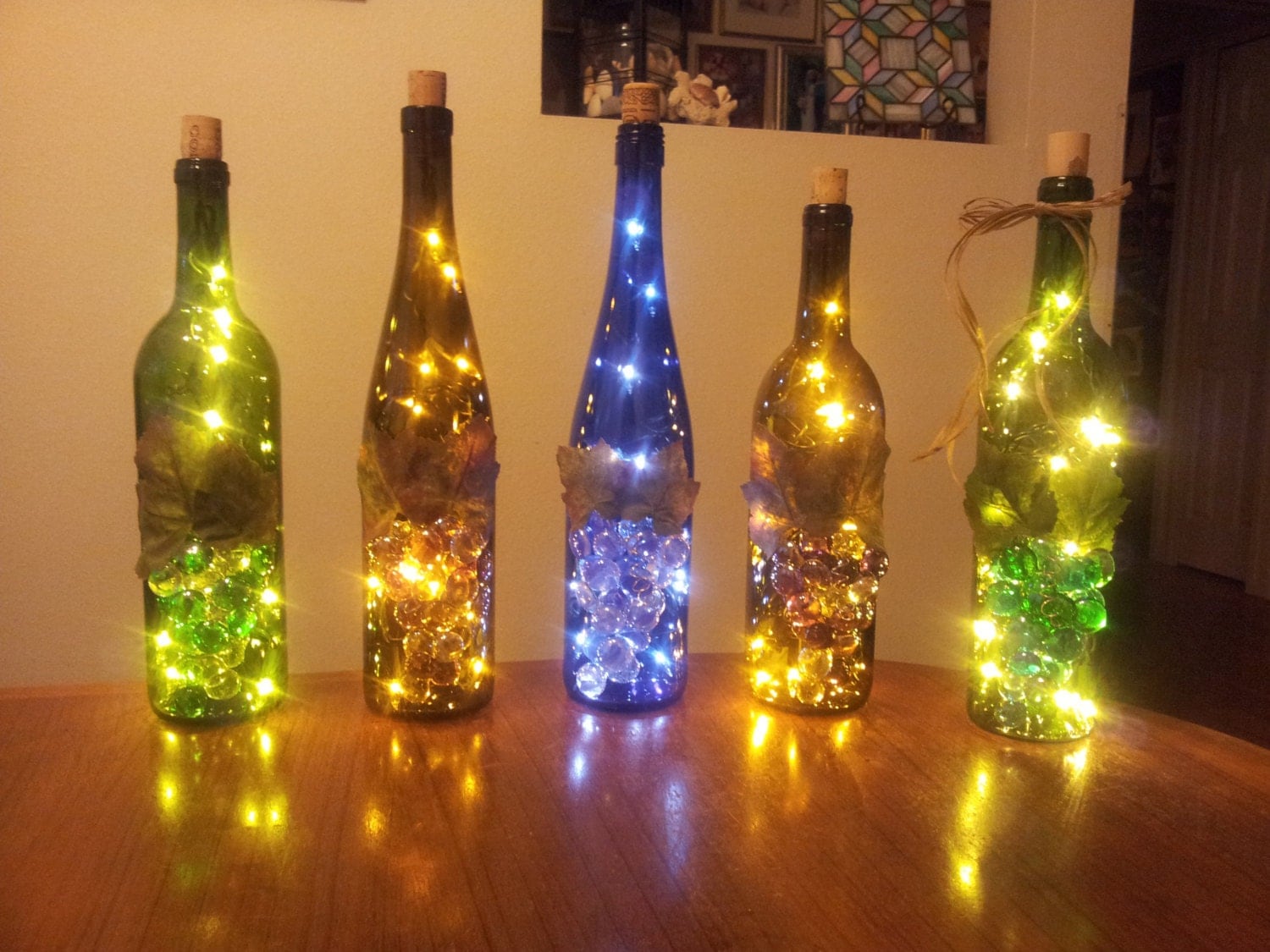 Upcycled Wine Bottle Lamp Night Light Accent Piece