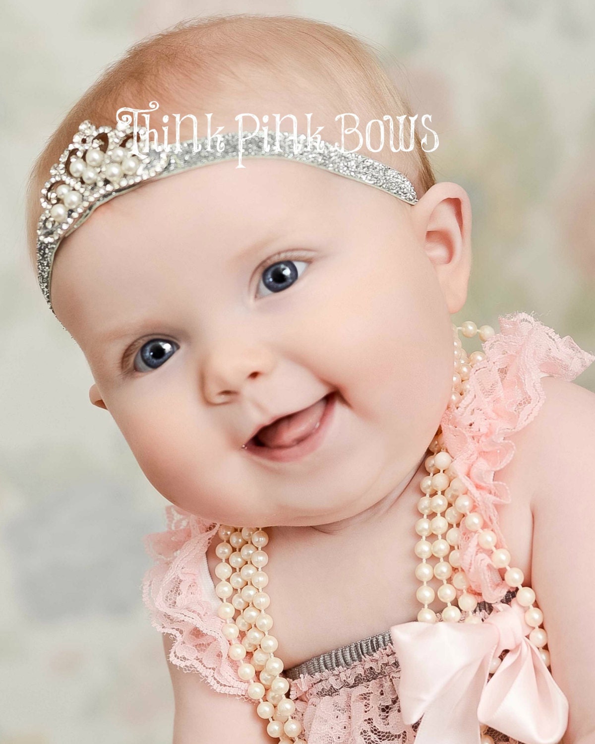 164 New baby tiara headband uk 300 Baby Headband Crystal & Pearl Tiara Headband Baby by ThinkPinkBows 