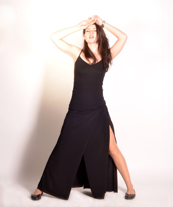 Unique long skirt Womens maxi skirt Black long by LuciaVerona
