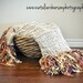 Gold Home Chair Throw Afghan Blanket. Hand Knit Fringe Home Decorating Accent in Gold Multicolored