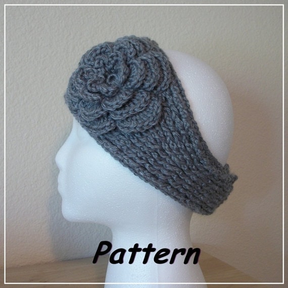 Instant Download to PDF CROCHET Pattern: Knit-Look Headband/Ear Warmer w/Irish Rose