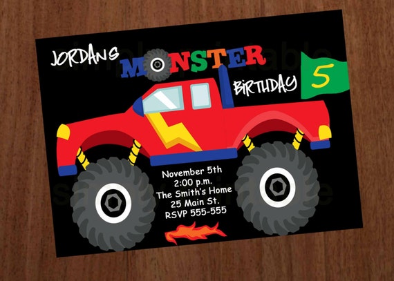 Monster Truck Birthday Invitations Printable 10