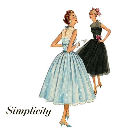 1950s Slip Dress Pattern Simplicity 2029 Misses Full Skirt