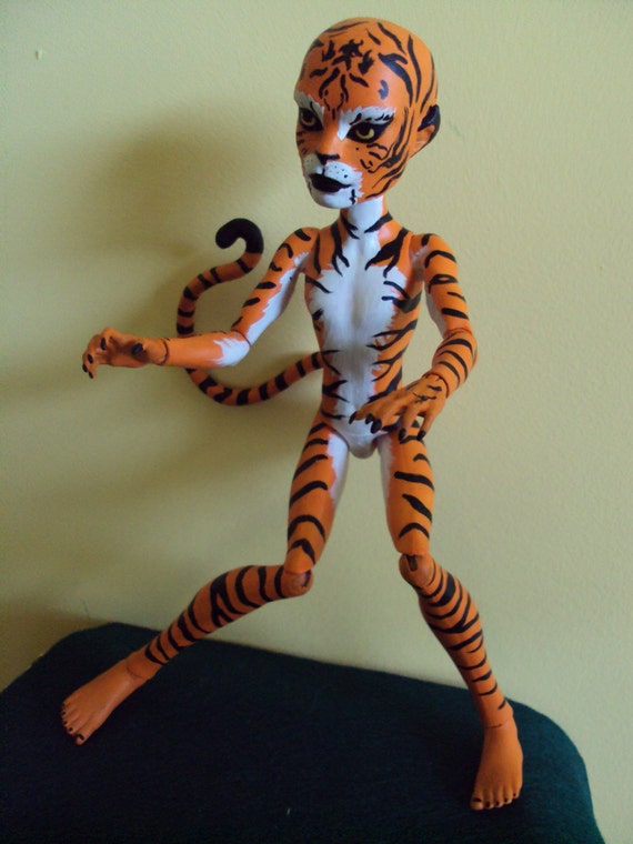 RESERVED tiger monster high boy Parker doll repaint cat