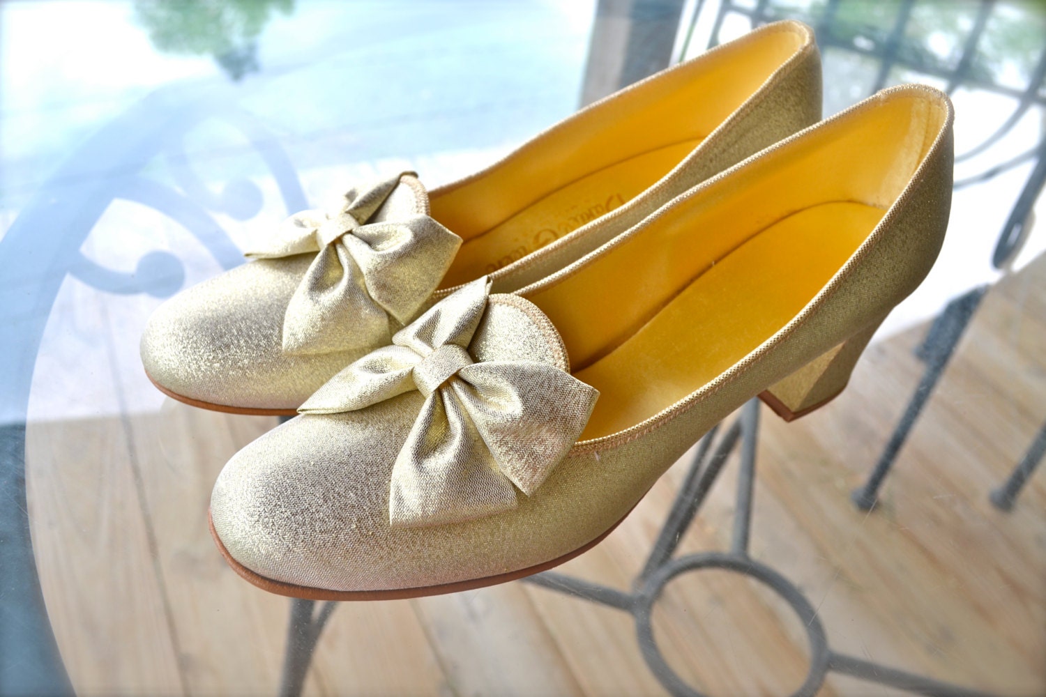 Yellow Brick Road Dorothy Slippers Golden Vintage 50's