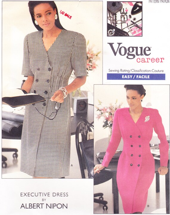 1980s Vintage Womens Sewing Pattern Dress by Designer Albert
