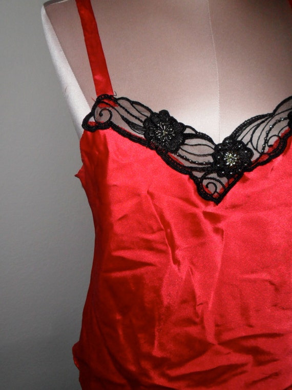 Vintage Camisole Red Satin Size Small Cami by desertgraceboutique