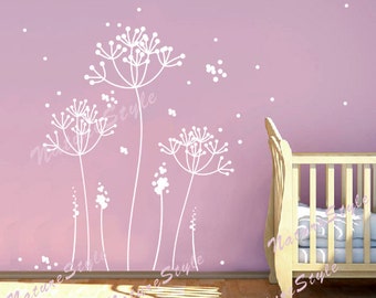 Dandelion wall decal flower nursery room Vinyl wall decal floral tree wall art sticker decal Nursery wall mural children-Dandelion Flowers