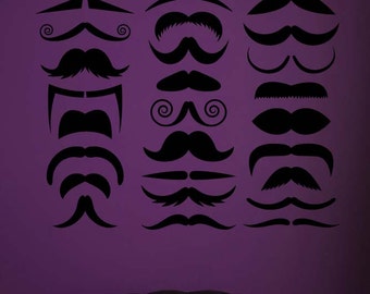 Mustache Baby Shower Decorations, Mustache Party, Vinyl Wall Art, Vinyl Decal, Wall Stickers, Home, Office, Dorm Decor, Mustaches, Kids Room