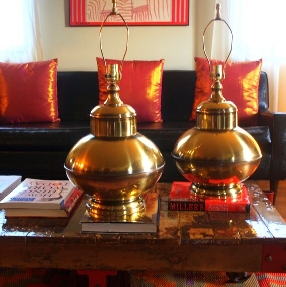 FABULOUS BRASS LAMP Pair Set of 2 Large & by ACESFINDSVINTAGE