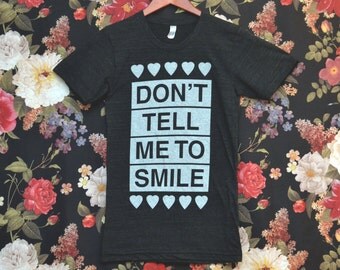X-SMALL Don't Tell Me to Smile Anti Street Harassment Black Tri-Blend Shirt