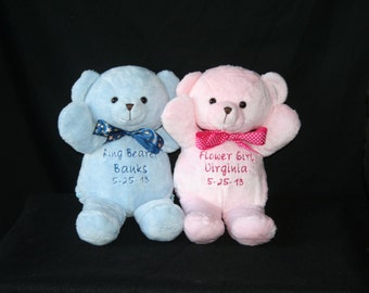 PERSONALIZED Teddy Bear, Ring Bearer Gift, Flower Girl Gift, New Baby Gift, Baby Shower Gift, Monogrammed Bear, Embroidered Bear, Baby Room