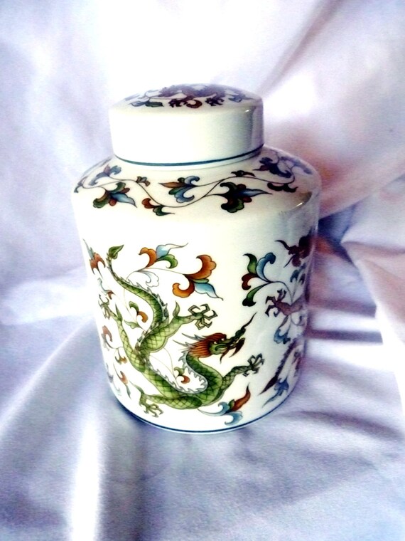 Vintage 1960 s Andrea by Sadek Dragons Ginger Jar Canister