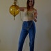 1970s MED/LRG Grapevines high waist faded denim blue jean pants