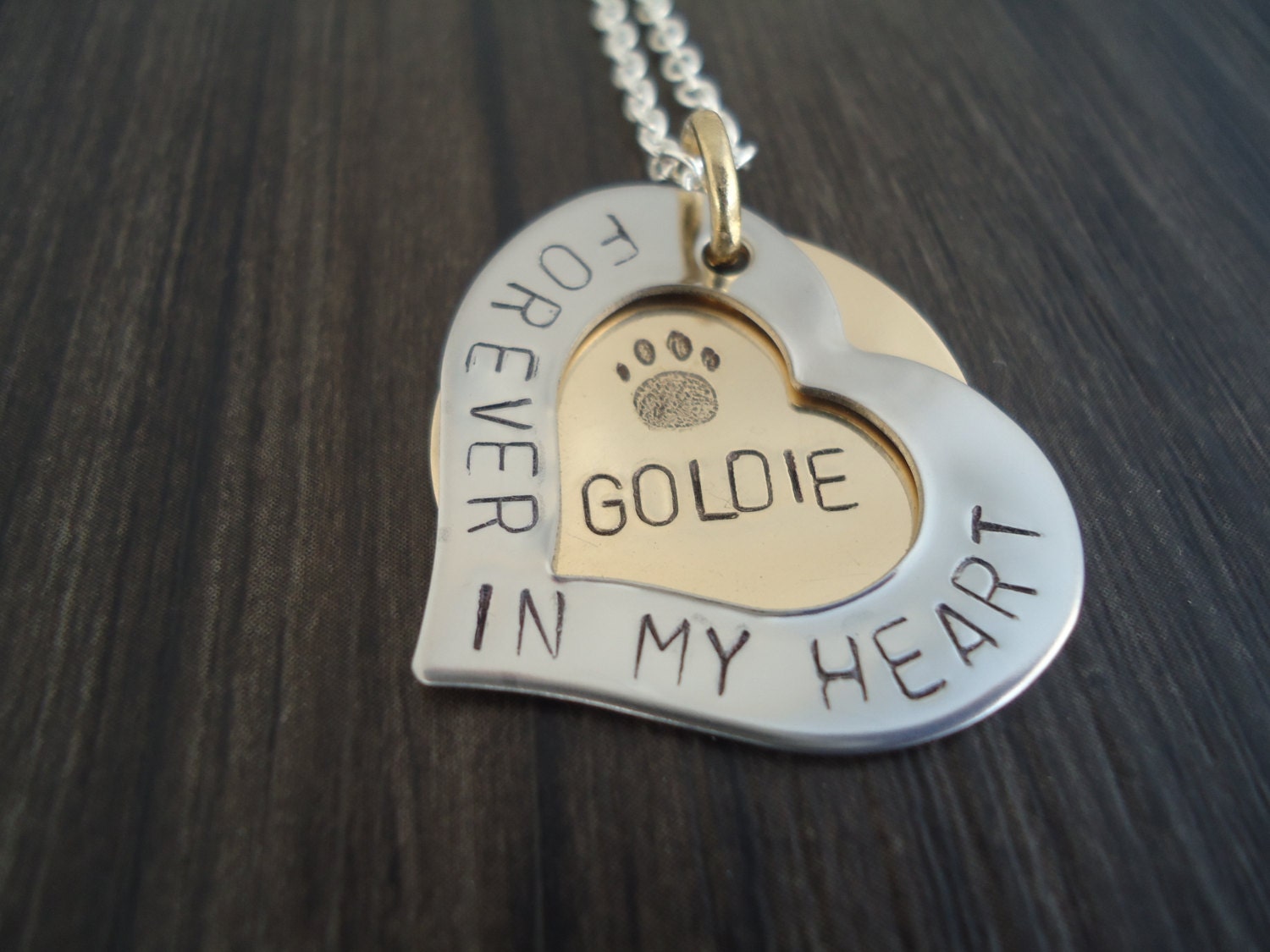 Personalized Pet Memorial Necklace Heart Hand Stamped Pet