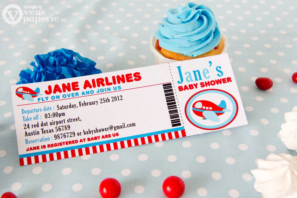 theme shower baby invitations aviation PRINTABLE by Invitation venspaperie Card Shower Airplane Baby DIY