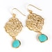 Moroccan Aqua Earrings - Briolettes, Gold Filigree, Blue Green, Chandelier