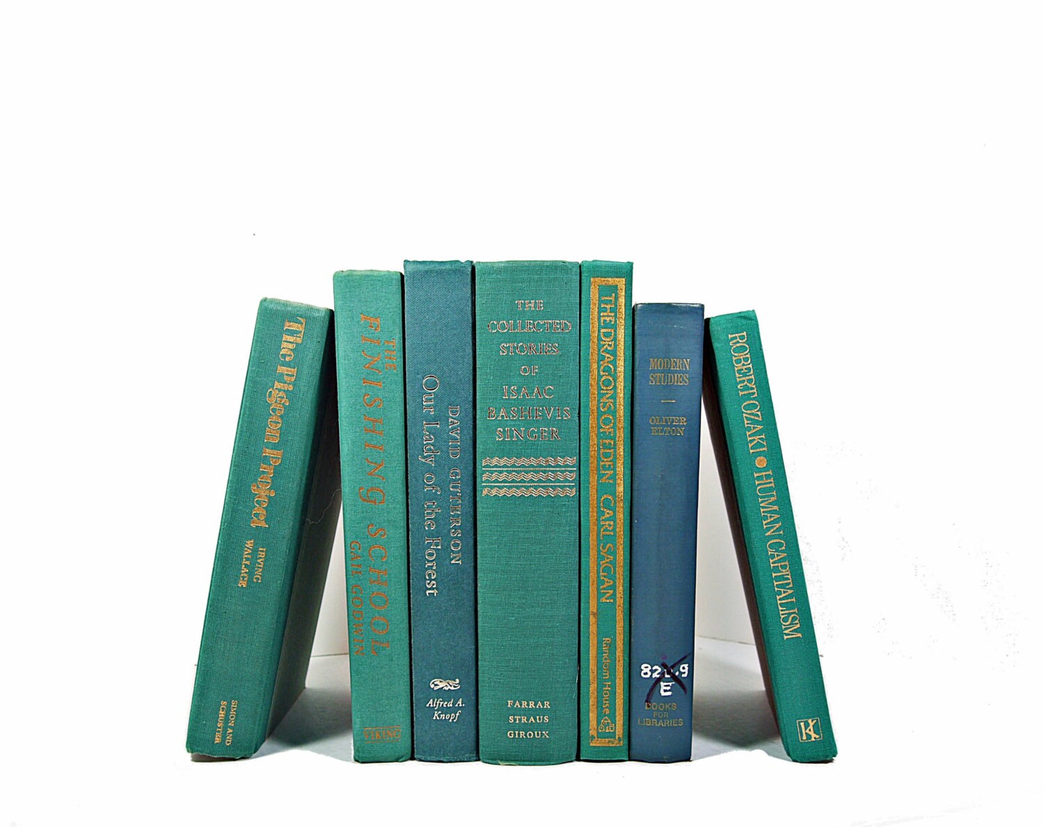 TEAL TURQUOISE Vintage Decorative Books Wedding Centerpiece