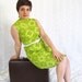 Reserved S A L E ......Vintage 1960s Mod style boho hippy Sleeveless High Collar Green Dress