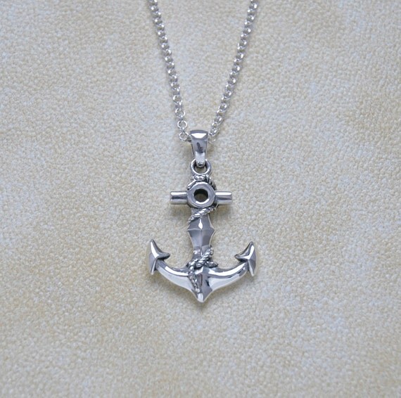 Silver anchor necklace gift for dad sterling by crashandduchess