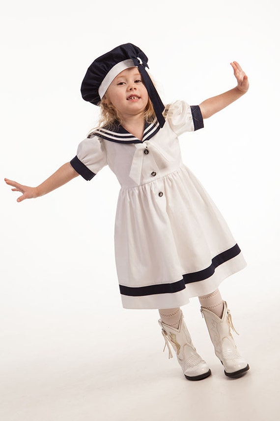 Girl sailor dress hat wedding party flower girl dress baby by ...