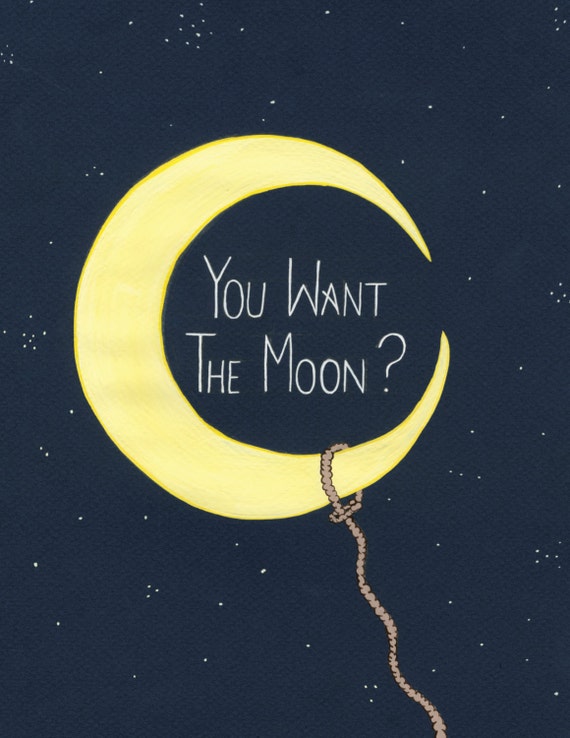 Items similar to You Want The Moon, Mary Anniversary Card on Etsy