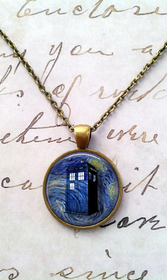 Doctor Who Necklace,Tardis, Police Box, Dr Who, Dalek, Gallifreyan, Spacey Wacey, Timey Wimey, Blue T652