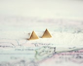 tiny triangle stud earrings - minimalist geometric gold jewelry