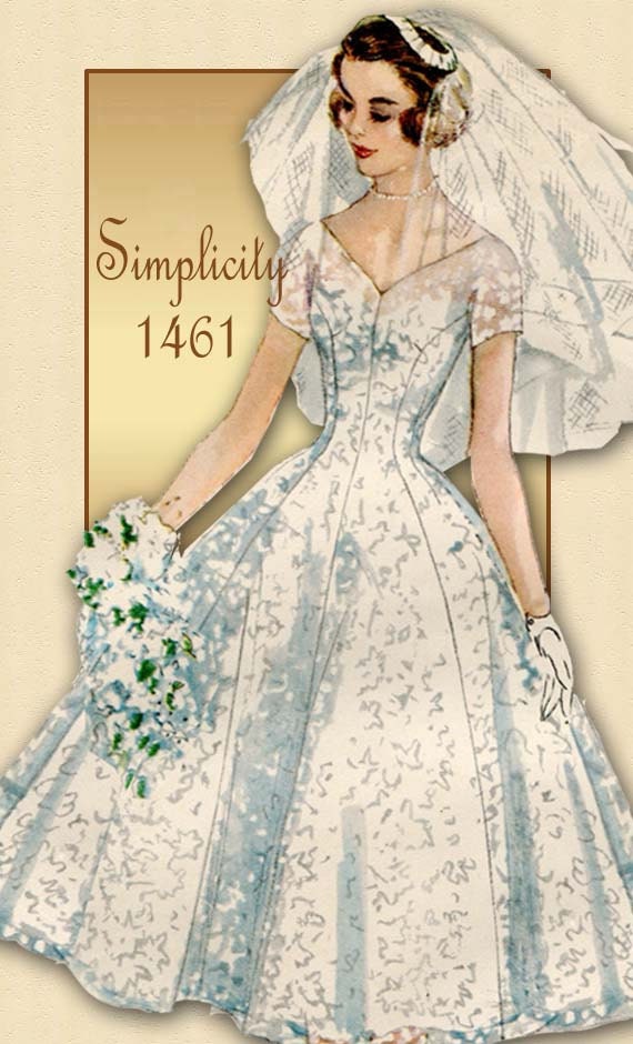 Reserved DO NOT PURCHASE Simplicity 1461 1950s Wedding  Dress 