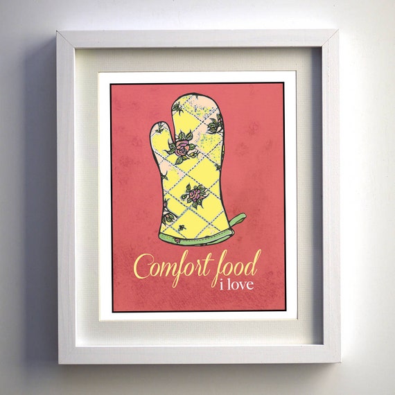 Red Kitchen Art Comfort Food Art Print 5x7 Watercolor
