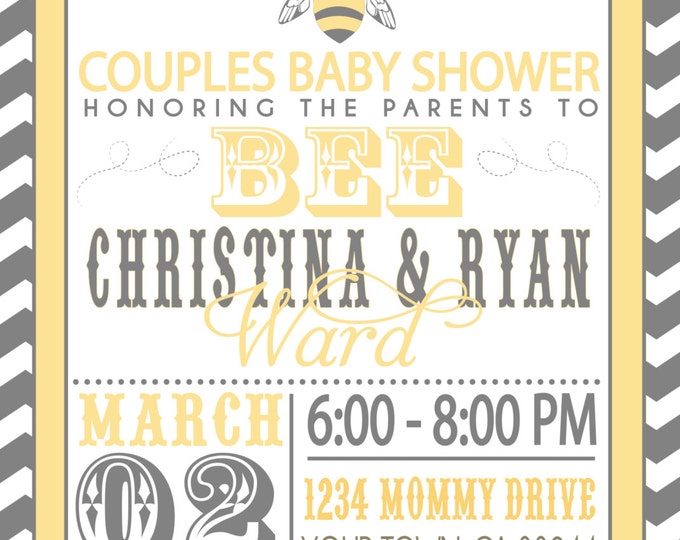 COUPLES baby SHOWER invitation- Parents to BEE