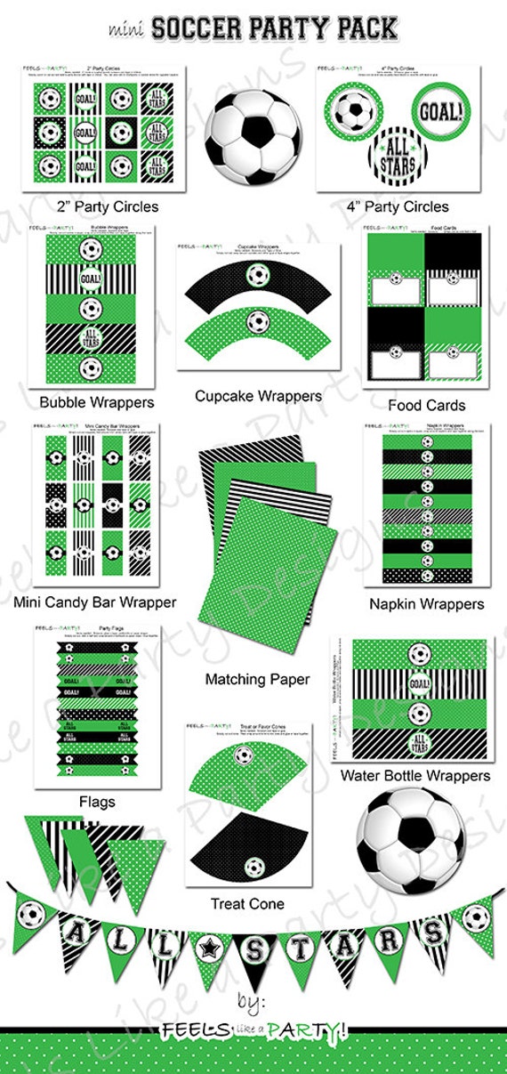 Soccer Party Pack Printable Instant Download