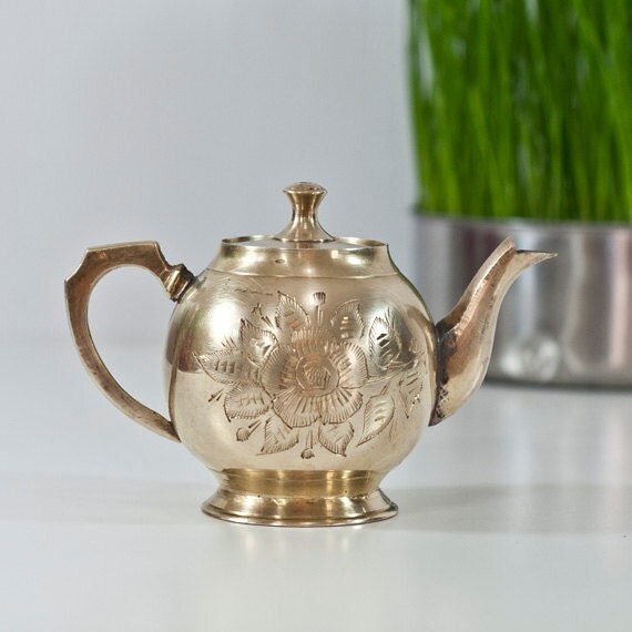 Brass Miniature Teapot Vintage Small Personal Teapot Listed