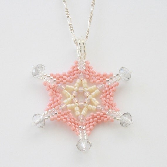 Jewish star of David pendant with Czech crystal faceted and Japanese glass beads on 925 sterling silver necklace. bridesmaid gift.