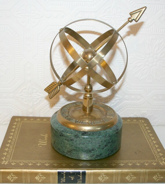 Armillary Sphere Sundial Brass and Marble by FlyByNightVintage